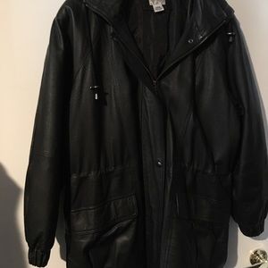 Liz Baker Essentials Black Leather Jacket Sz Large